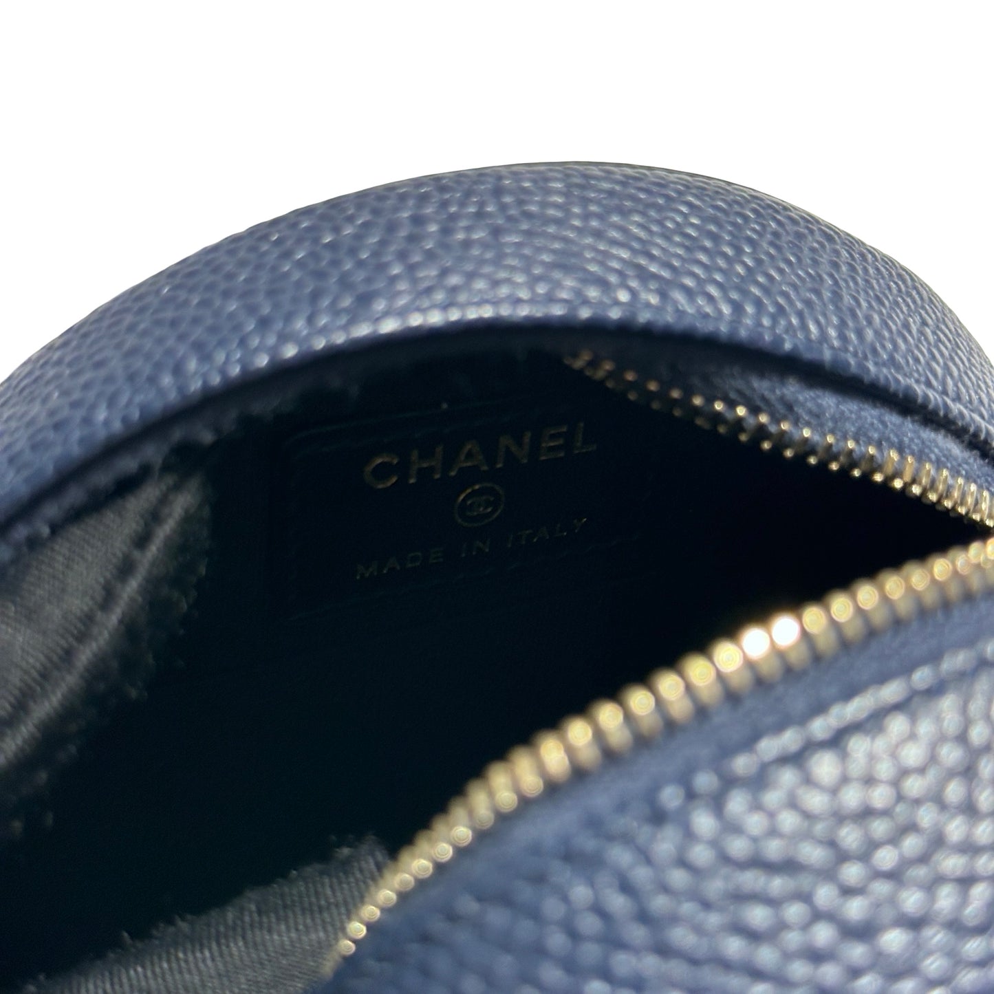 Used CHANEL Round Clutch with Chain Chain Shoulder Bag Navy Blue GHW
