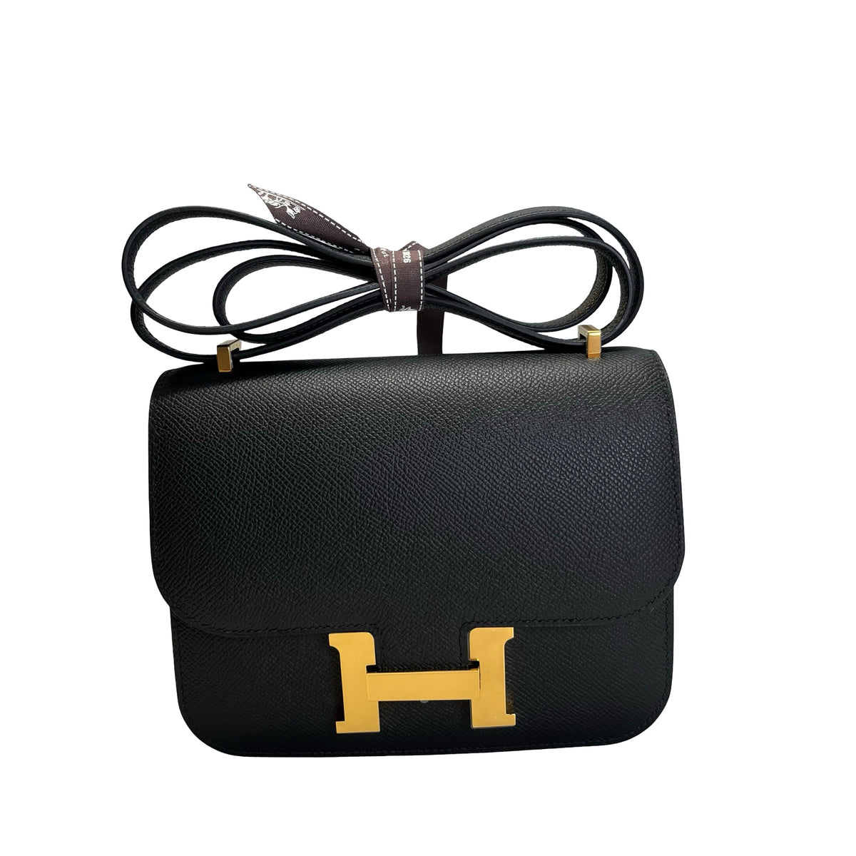 Brand New HERMES Epsom Mini Constance Cross body bag Black Gold