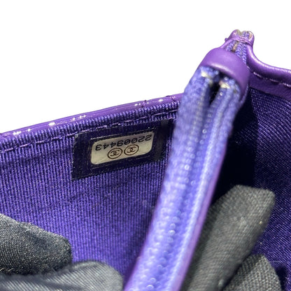 Used CHANEL Patent Leather WOC Cross Body Bag Purple PHW