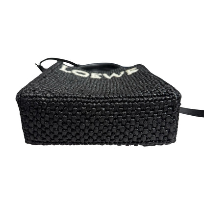Used LOEWE RAFFIA TOTE Cross Body Bag Black