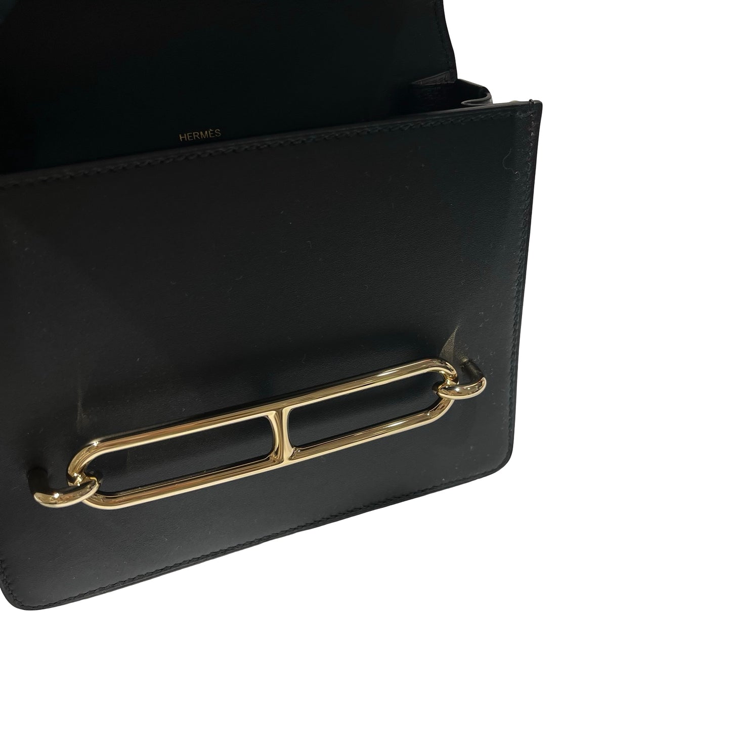 Unused HERMÈS MINI ROULIS Cross Body Bag Black GHW