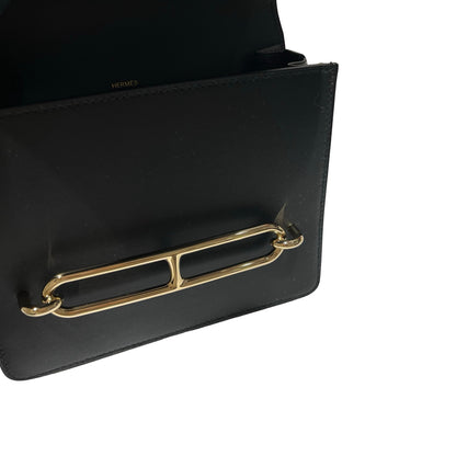 Unused HERMÈS MINI ROULIS Cross Body Bag Black GHW