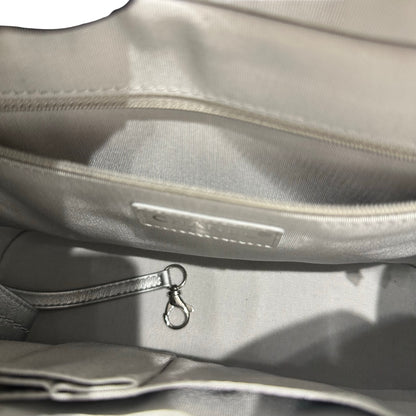 Used CHANEL Quilted Smooth Leather Gabrielle Shoulder Bag Silver GHW