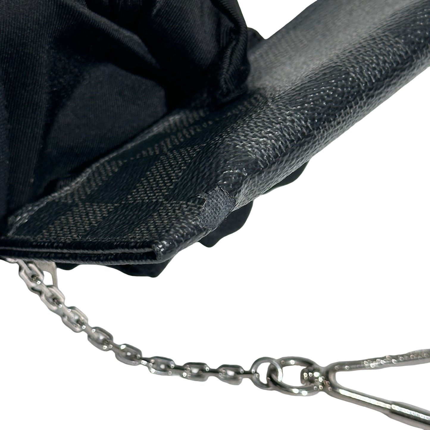 Used LOUIS VUITTON Damier Ebene Canvas KEY POUCH Pouch Black