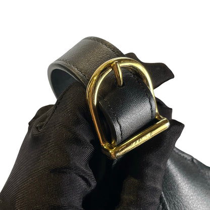 Used CELINE Leather Sangle Bucket Bag Shoulder Bag Black