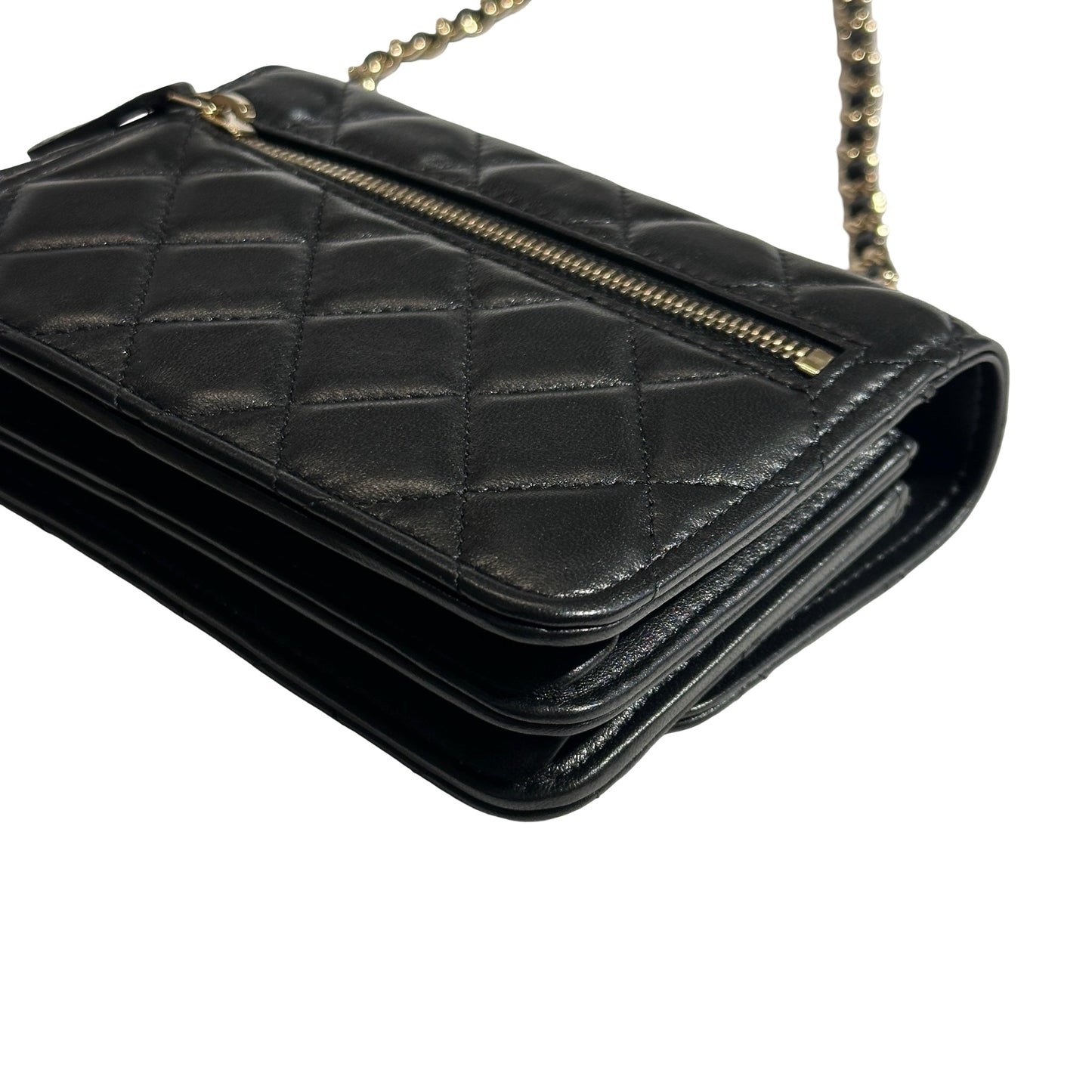 Used CHANEL Quilted Lambskin Trendy CC WOC Wallet on chain Black GHW