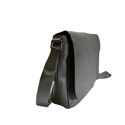 Used LOUIS VUITTON Calfskin Roman Messenger Bag Grey PHW