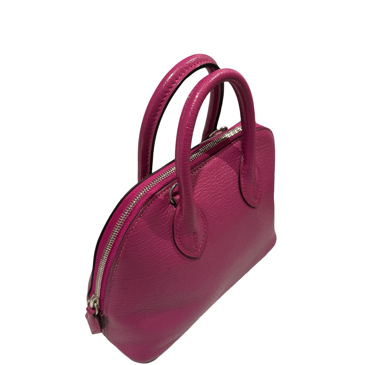 Used HERMES Chevre Mini Bolide Handbag L3 Rose Purple PHW