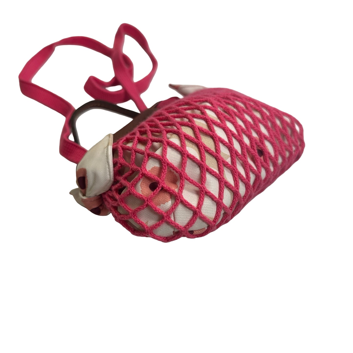 Used LONGCHAMP Netting Le Pliage Filet Cross body bag Pink Brown