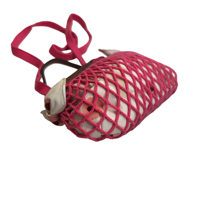 Used LONGCHAMP Netting Le Pliage Filet Cross body bag Pink Brown