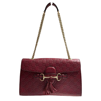 GUCCI GUCCISSIMA EMILY RED CALFSKIN PHW CHAIN SHOULDER BAG [A04201]