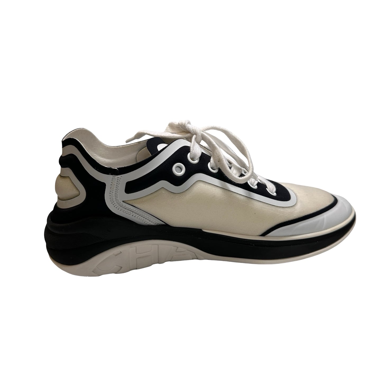 Used CHANEL PVC Sneakers Black White