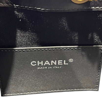 Used CHANEL Calfskin Leather Mini 25 Shoulder Bag Black GHW