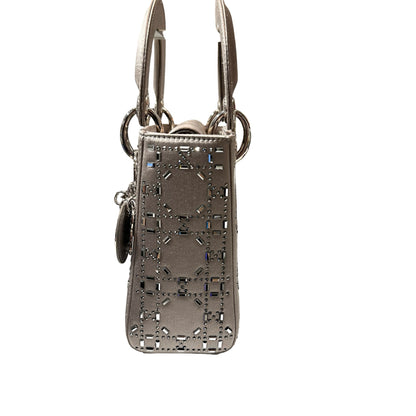 Used DIOR Mini Lady Dior Handbag Silver