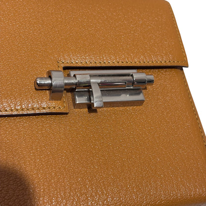 Used HERMES Chevre Mini Verrou Crossbody Bag 2S Sesame PHW