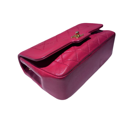 Used CHANEL Lambskin Leather Vintage Mini Bijoux Chain Flap Chain Shoulder Bag Pink GHW