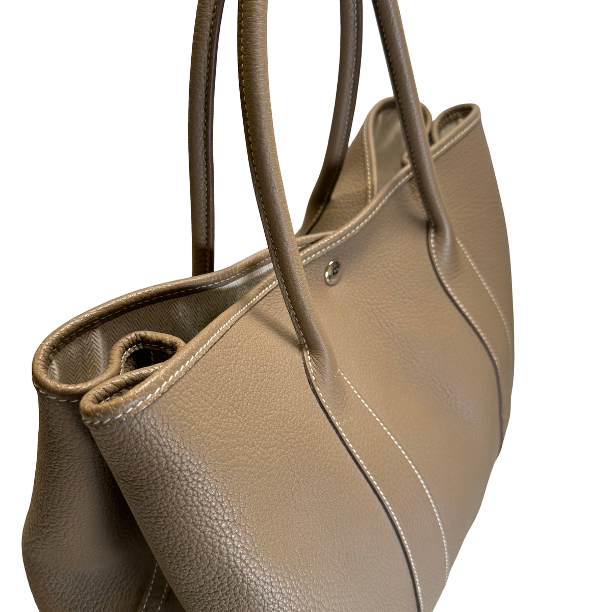 Used HERMES Negonda Leather Garden Party Tote Bag Etoupe