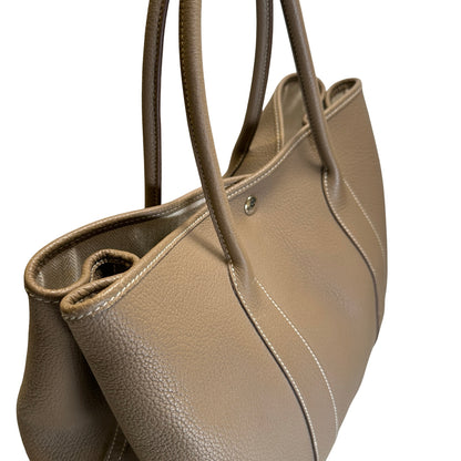 Used HERMES Negonda Leather Garden Party Tote Bag Etoupe