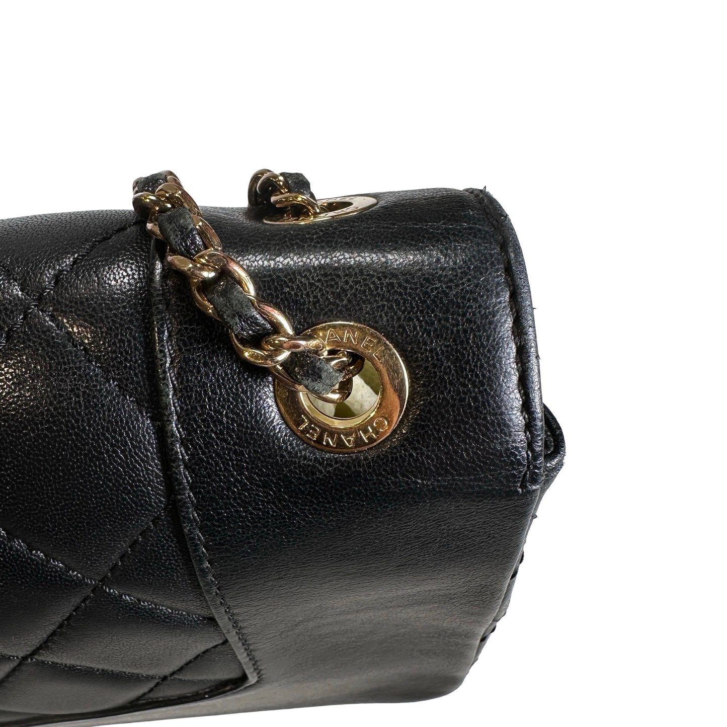 Used CHANEL Quilted Caviar Diana Flap Chain Shoulder Bag Black GHW