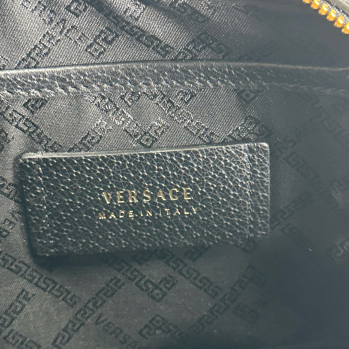 VERSACE Pebbled Leather Medusa Camera Bag Camera Bag Black Gold