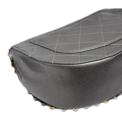 Used CHANEL Metallic Bubble Flap Bag Cross body bag Dark Grey