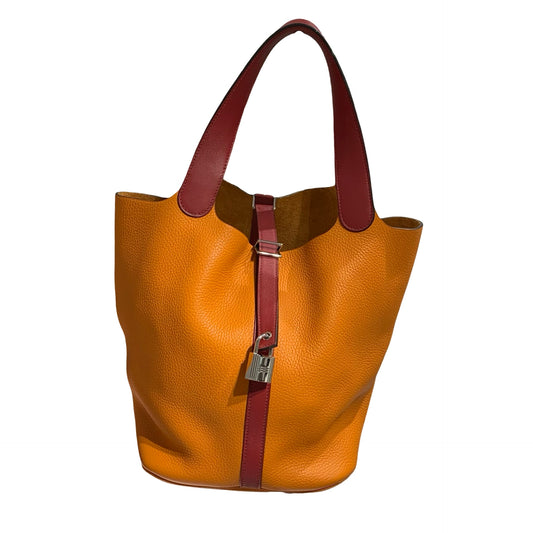 HERMES PICOTIN 26 RED ORANGE PHW [A04199]