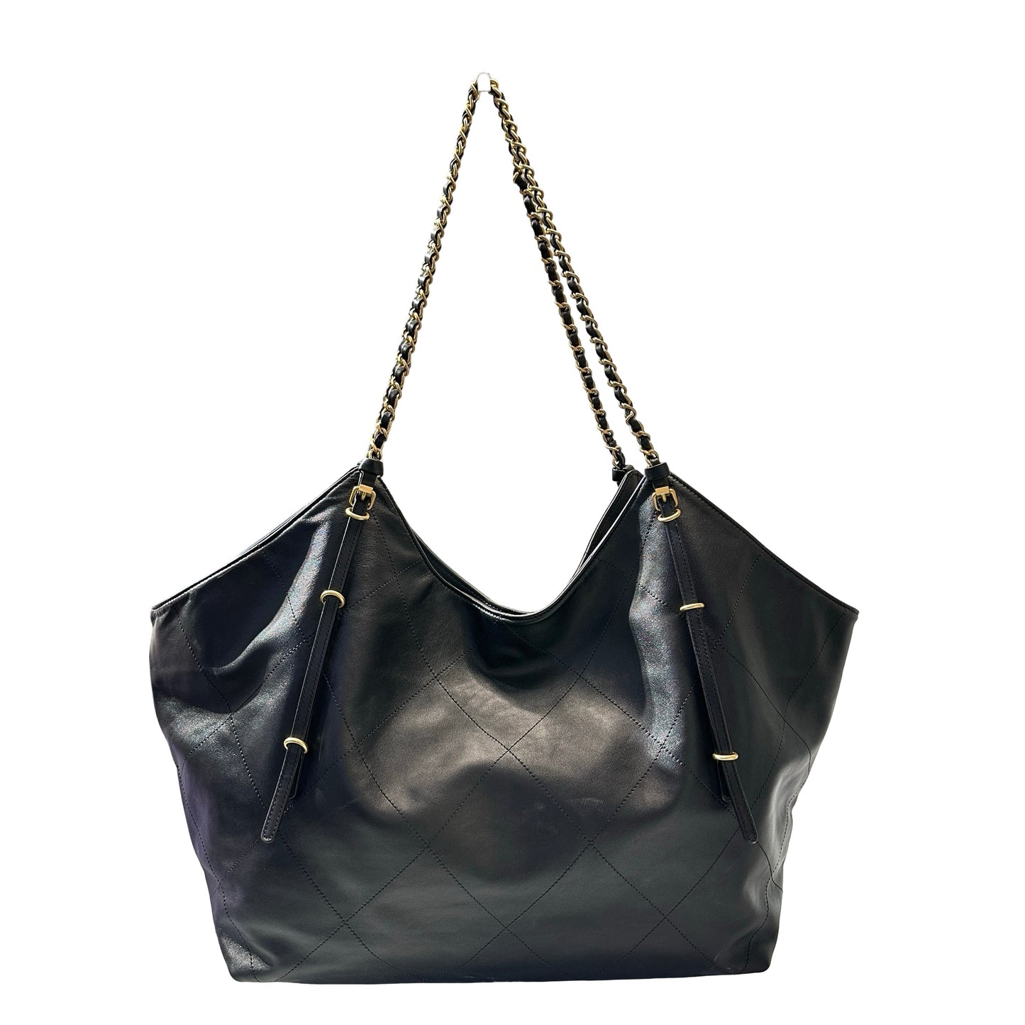 Used CHANEL Calfskin Leather New Chanel MAXI TOTE Shoulder Black GHW