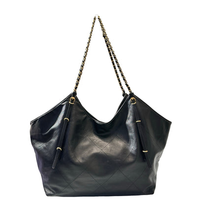 Used CHANEL Calfskin Leather New Chanel MAXI TOTE Shoulder Black GHW