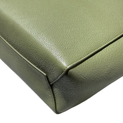 Used CÉLINE Calfskin Leather Sangle Shoulder Bag GREEN GHW