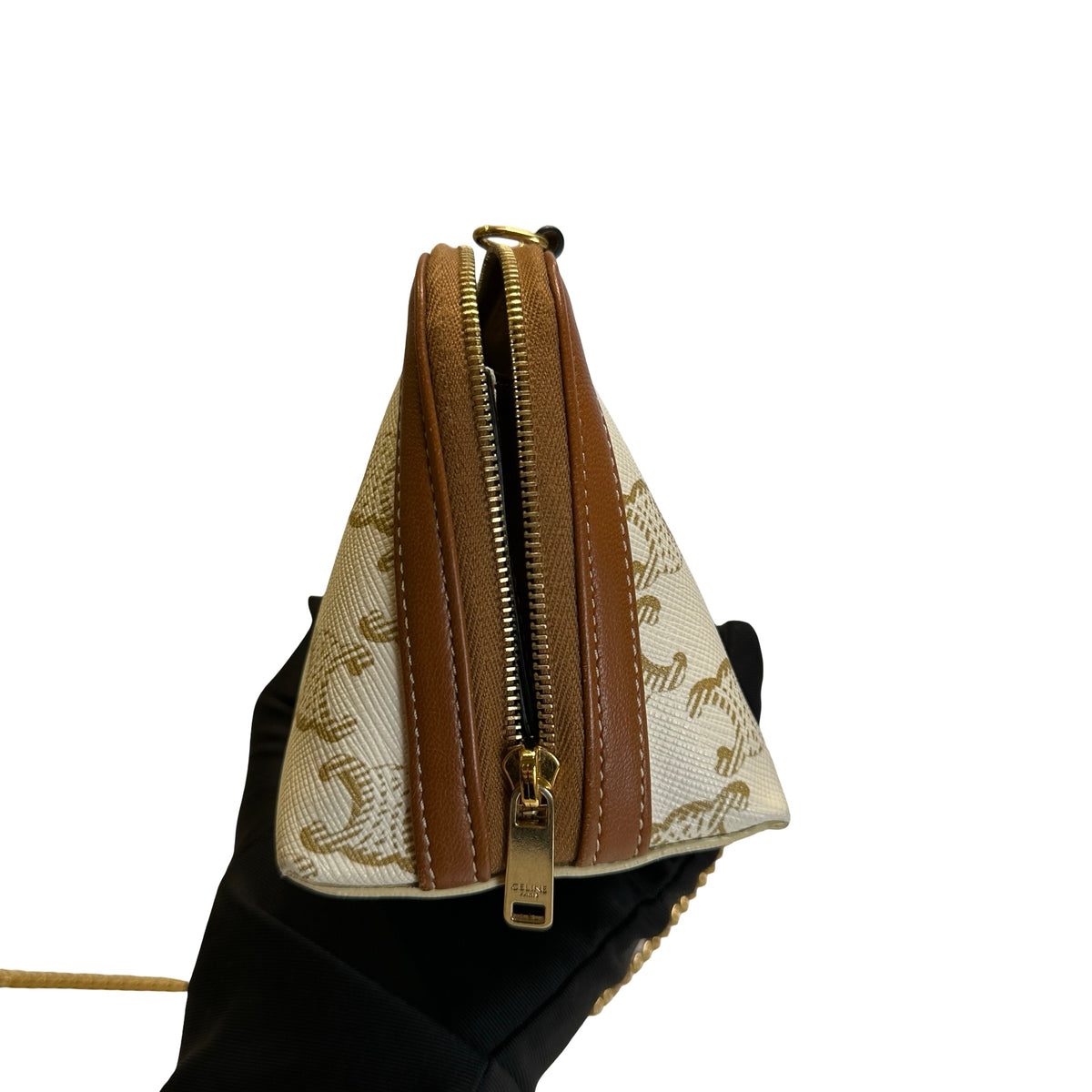 Used CELINE Canvas Cross body bag Brown White GHW