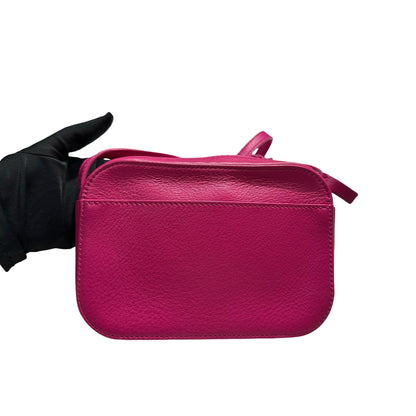 Used BALENCIAGA Leather Logo Print Everyday Camera Bag Camera Bag Pink Black