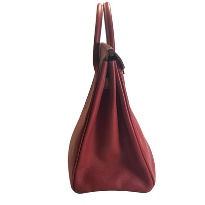 Used HERMES Epsom HAC 28 Handbag Red PHW