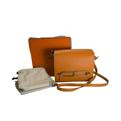 Used HERMES Leather Mini Roulis Crossbody Bag Orange