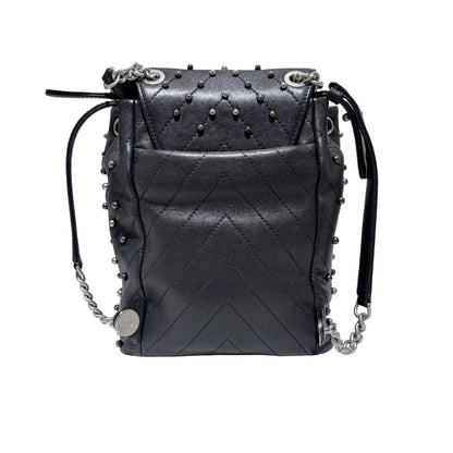 Used CHANEL Lambskin Studded Stud Wars Backpack Backpack Black Silver