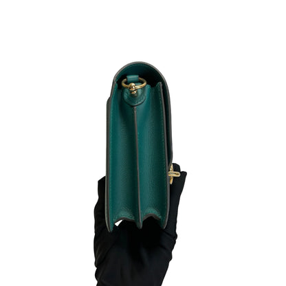 Used HERMES Clemence Mini Roulis Crossbody Bag Green Gold