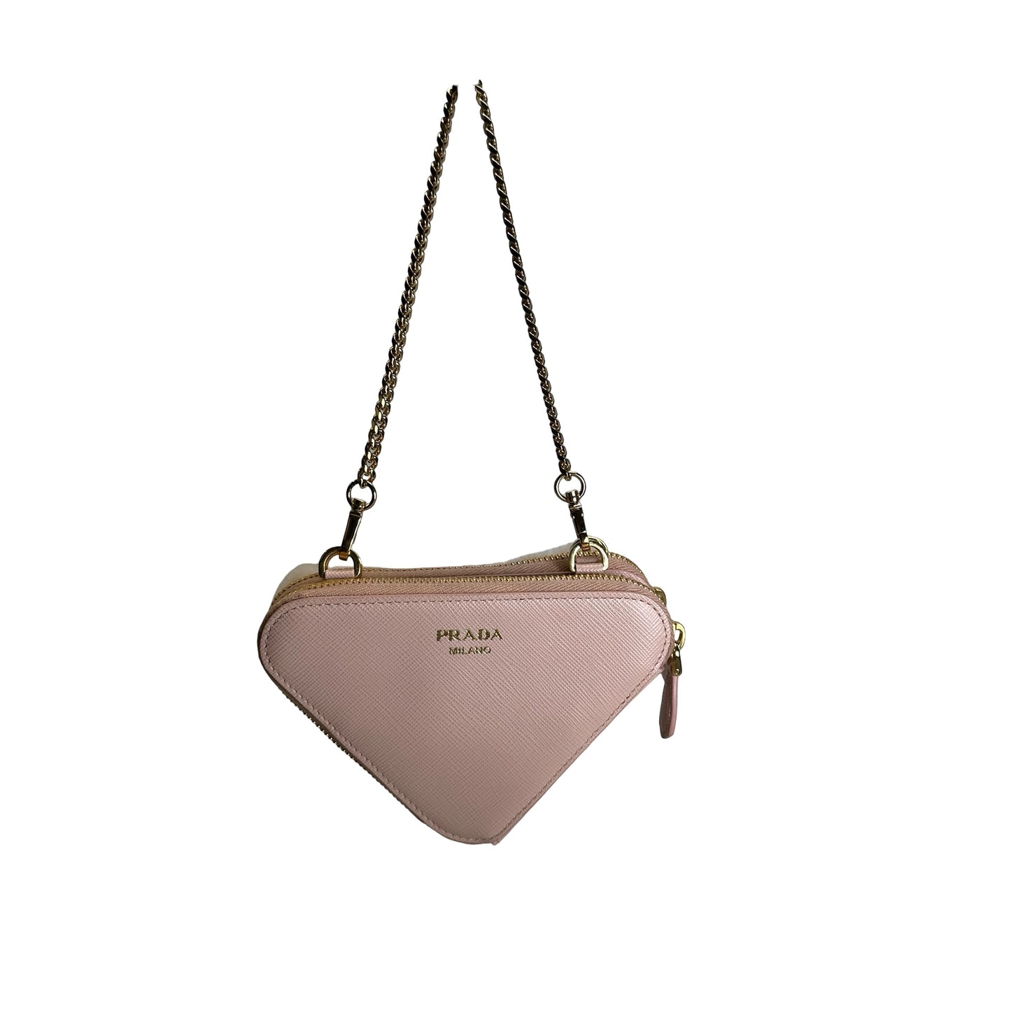 Used PRADA Shearling Triangle Mini Bag Mini Bag Pink GHW