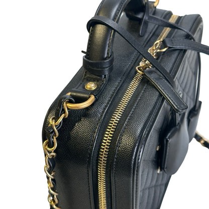 Used CHANEL Quilted Caviar CC Filigree Vanity Case Vanity case Black