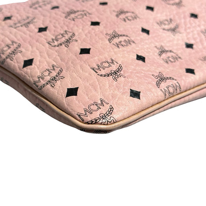 Used MCM Calfskin Leather Cross Body Bag Pink