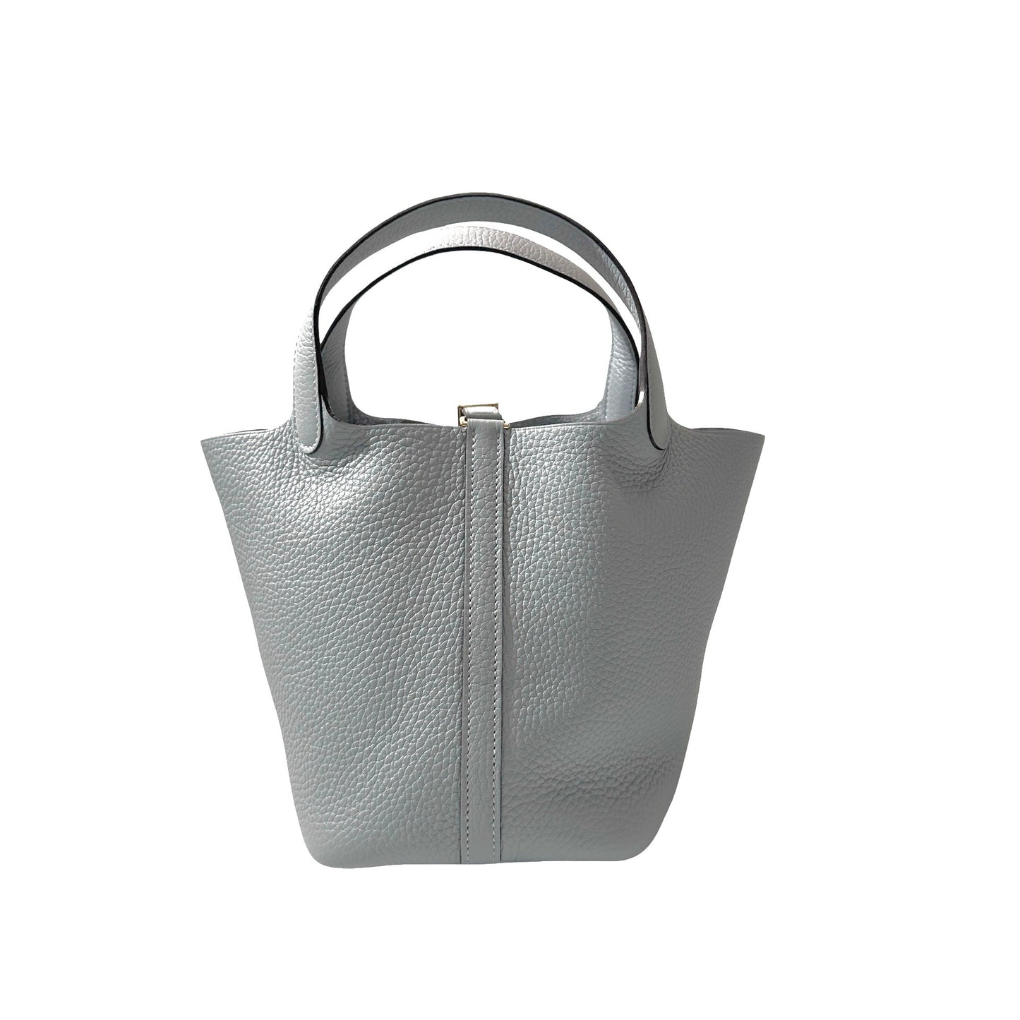 Used HERMÈS Clemence leather Picotin 18 Bucket Bag po gris pantin GHW