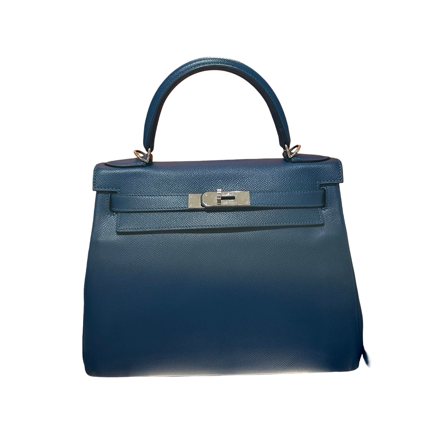 HERMÈS Kelly 28 Two Way Shoulder Bag Blue PHW