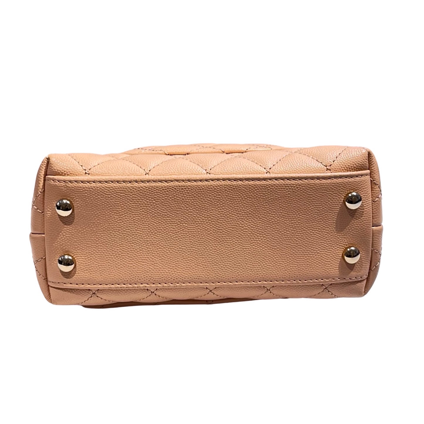 Used CHANEL Caviar Leather Coco Handle Small Shoulder Bag Beige GHW