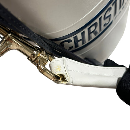 Used DIOR Leather Vibe Bucket Bag White Navy Blue