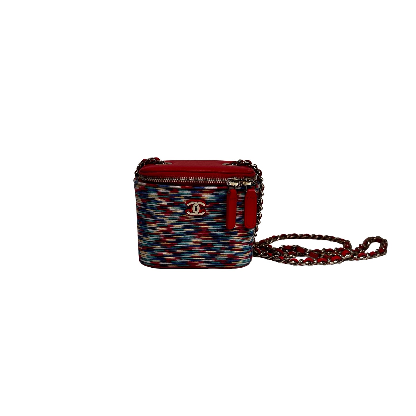 Used CHANEL Mini Vanity Cross Body Bag Red Multi color