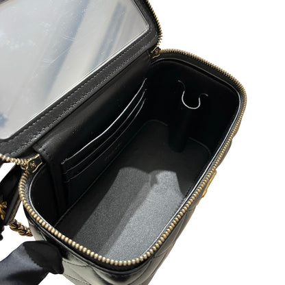 New Chanel 23P Vanity Case Long Box Top Handle Black GHW