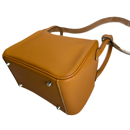 Brand New HERMES Swift Mini Lindy Shoulder Bag Toffee PHW