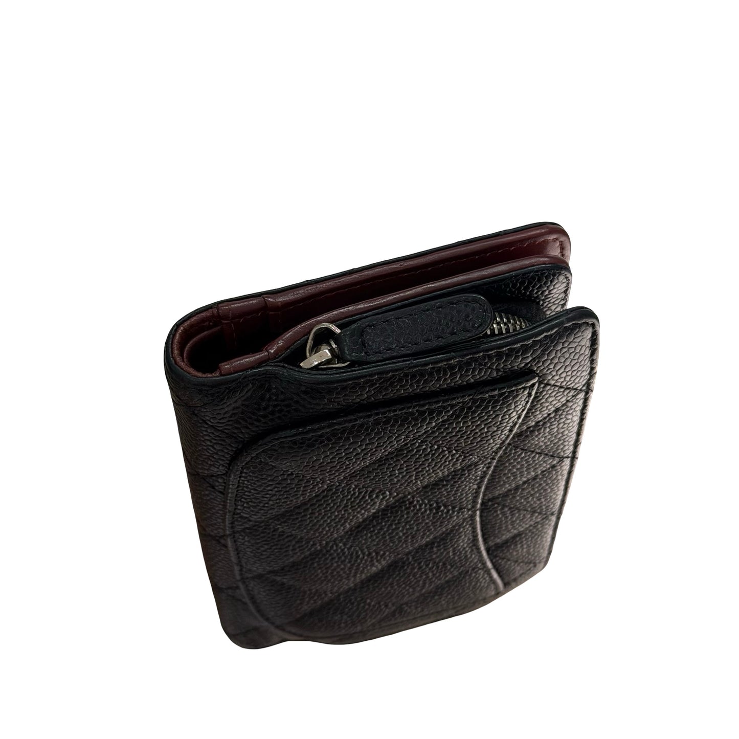 Used CHANEL Calfskin Leather Wallet Black PHW