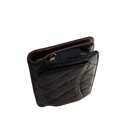 Used CHANEL Calfskin Leather Wallet Black PHW