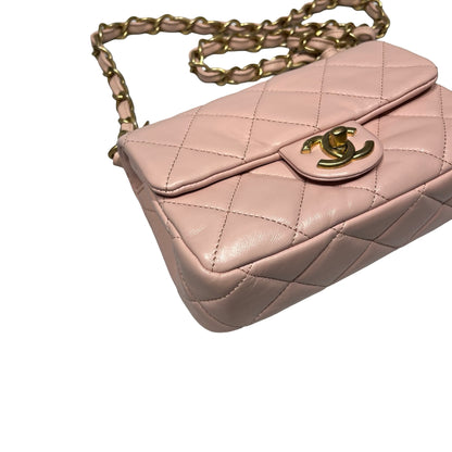 Unused CHANEL Flap Cross Body Bag Pink GHW