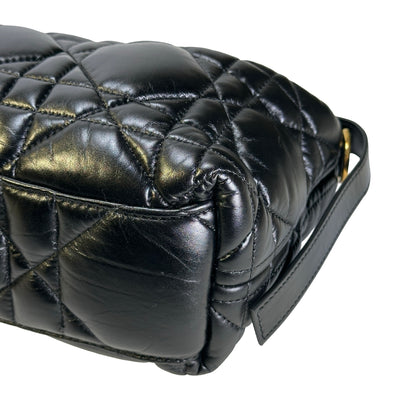 Used DIOR Cannage Leather Cannage Handbag Black Gold