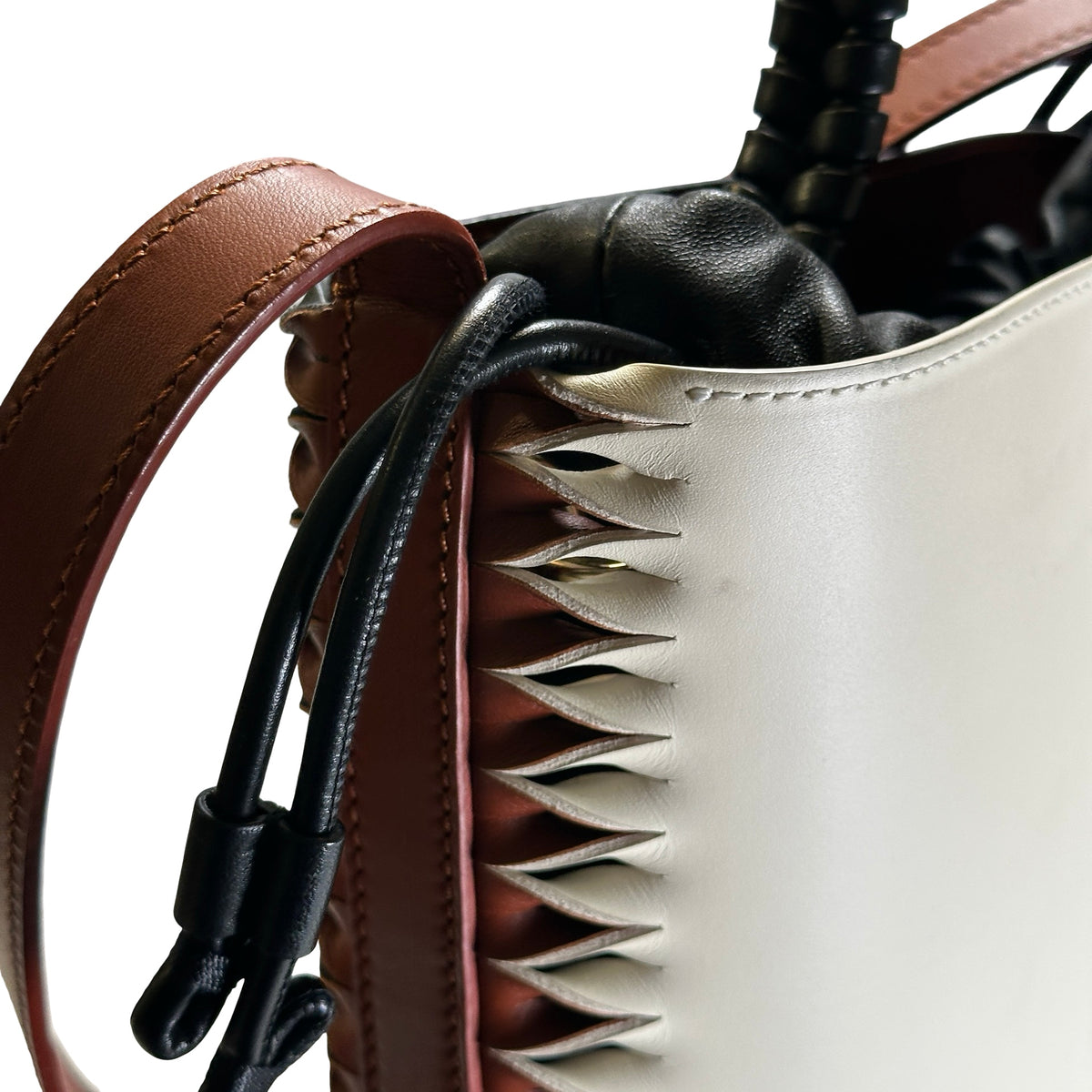 Used CHLOE Leather Gate Bucket Bag Bucket Bag White Brown Black